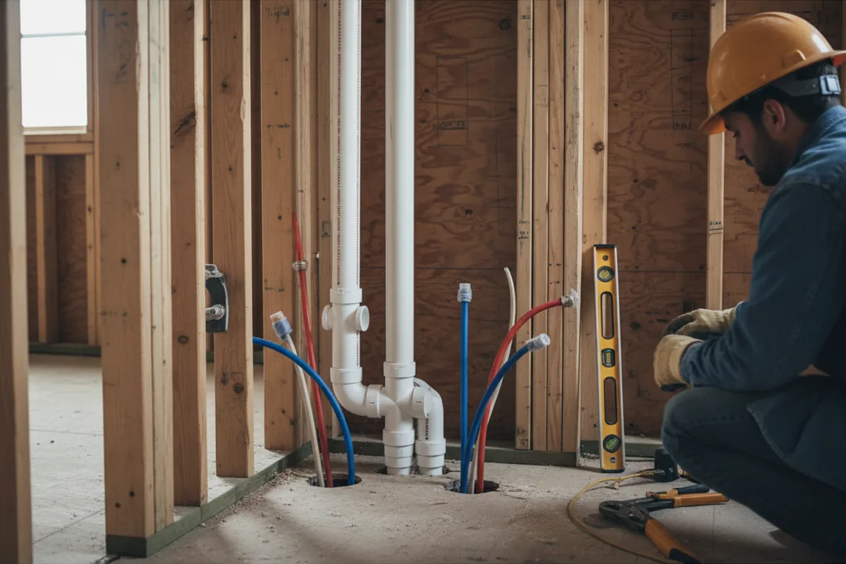 Drain and supply rough-in during Leak Detection in Kings Mountain