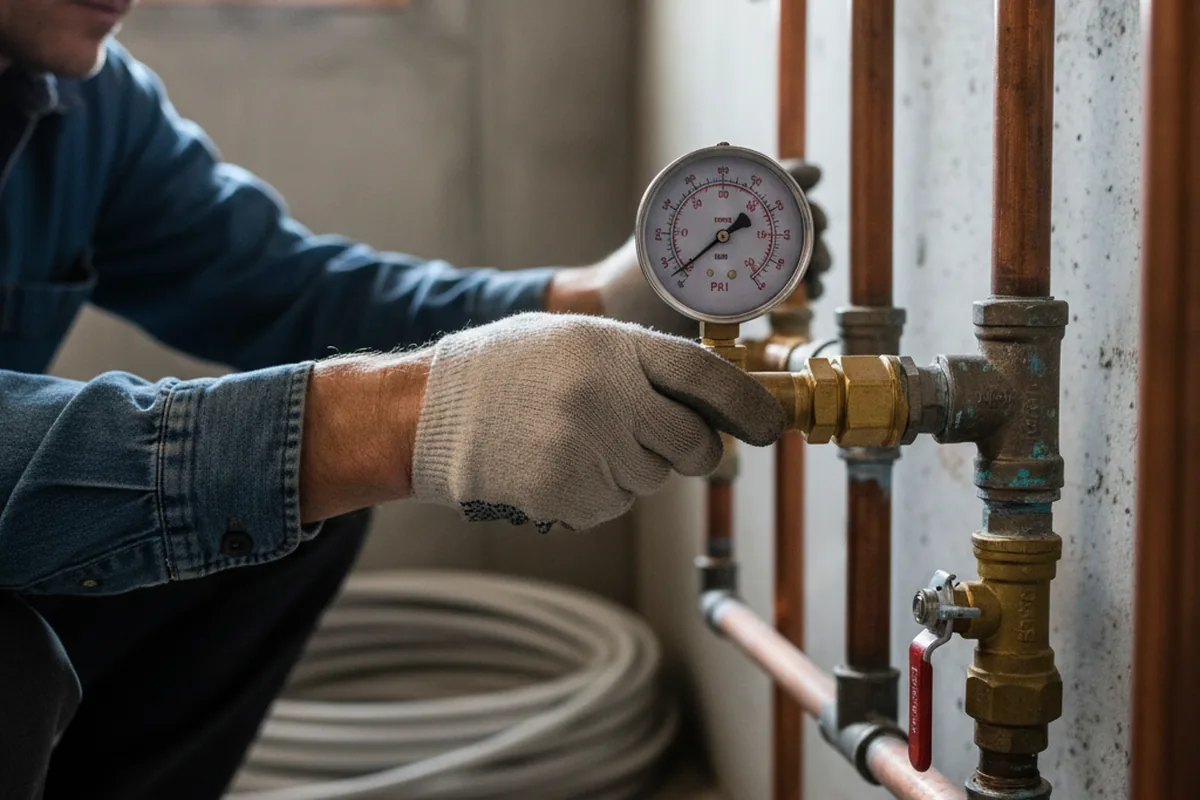 Pressure testing a repaired line during Water Line Repair in Kings Mountain